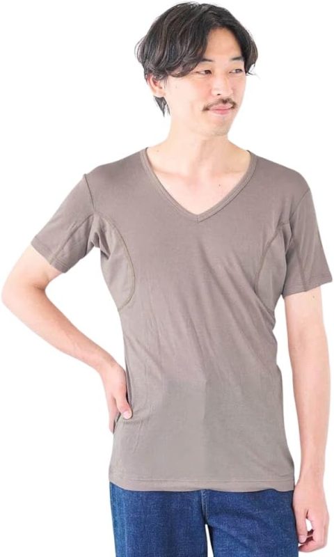 ベルメゾン(BELLE MAISON) 汗取りインナー・綿混Vネック半袖メンズ 大汗さん