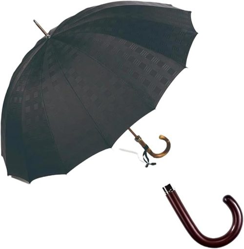 前原光榮商店 メンズ雨傘 チェス ロング カーボン ブラック