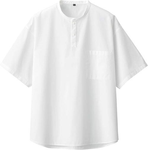 無印良品 紳士 涼感ヘンリーネック半袖布帛Tシャツ