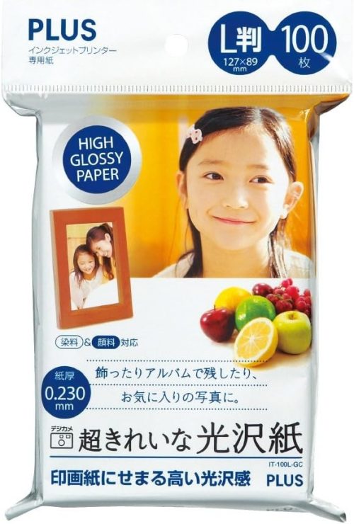 プラス(PLUS) 超きれいな光沢紙 L判 100枚 IT-100L-GC