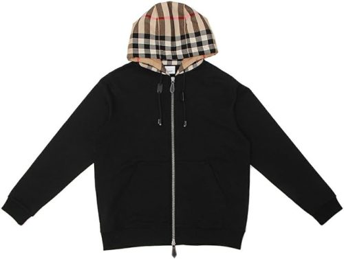 バーバリー(BURBERRY) チェックフード コットン ジップフーディー