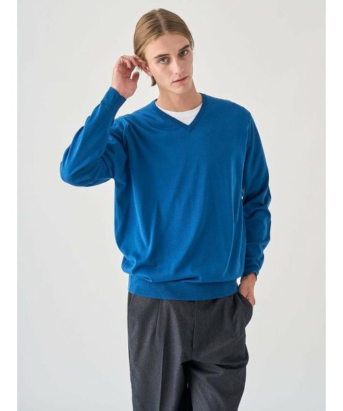ジョンスメドレー(JOHN SMEDLEY) PACKHAM Vネック長袖ニットプルオーバー 30G MODERN FIT