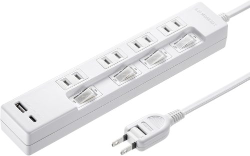 サンワサプライ(SANWA SUPPLY) USB充電機能付きタップ Type-C搭載 TAP-B102UC-2W