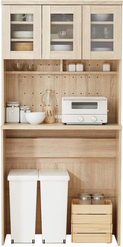 ロウヤ(LOWYA) ゴミ箱収納付き食器棚