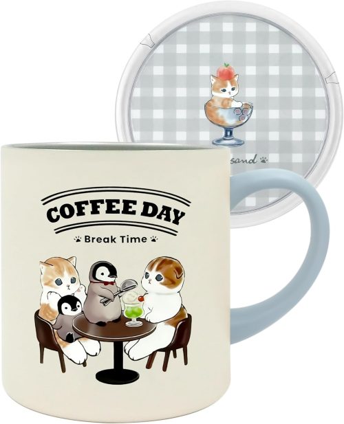 東亜金属 mofusand 真空二重 蓋付き マグカップ 400ml 53-2151