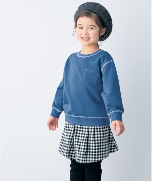 ベルメゾン(Belle Maison) 名札ココ配色ステッチ裏毛スウェットシャツ