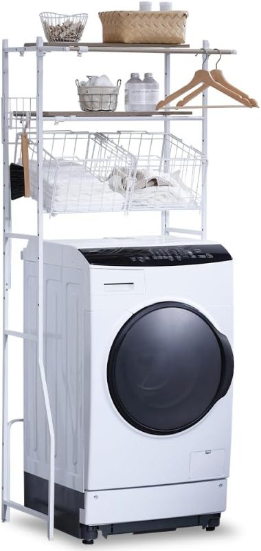 アイリスオーヤマ(IRIS OHYAMA) ランドリーラック 伸縮タイプ ハンガーバー/バスケット付き BSSL-860R