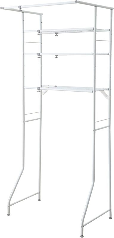 平安伸銅工業 伸縮ランドリーラック ハンガーバー付き 棚3段 L-5