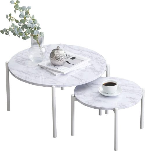 萩原(HAGIHARA) 大理石調ネストテーブル Marble q3555