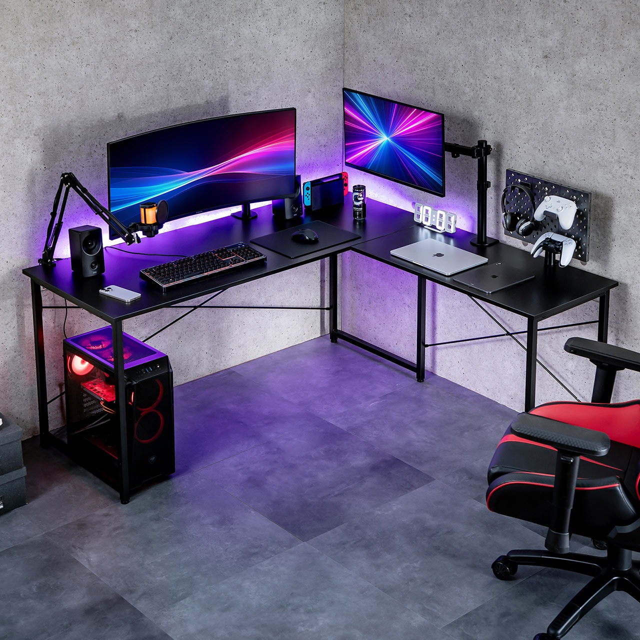 【新品】PCパソコンデスク　事務机　学習机　ゲーミングデスク　ダークブラウン