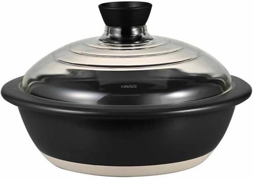 ハリオ(HARIO) フタがガラスの土鍋 9号 GDN-255-B-W