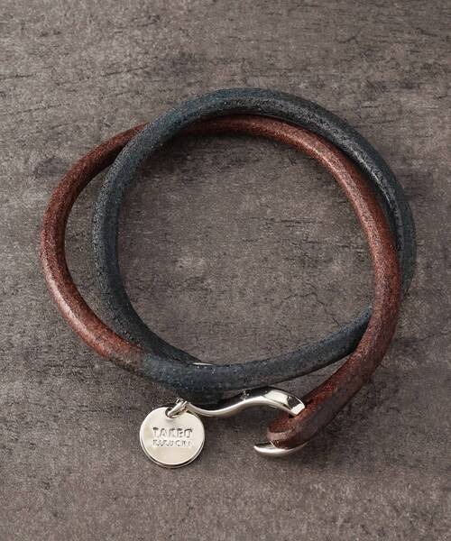 タケオキクチ(TAKEO KIKUCHI) 2重巻き 染め分けレザー ブレスレット