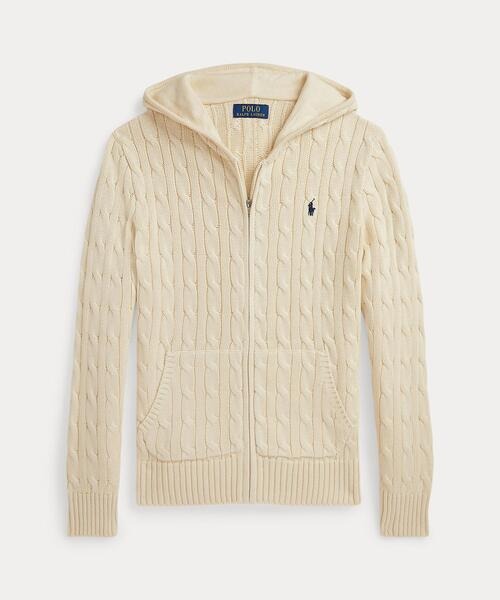 ラルフローレン(Ralph Lauren) ケーブル コットン フーデッド フルジップ セーター