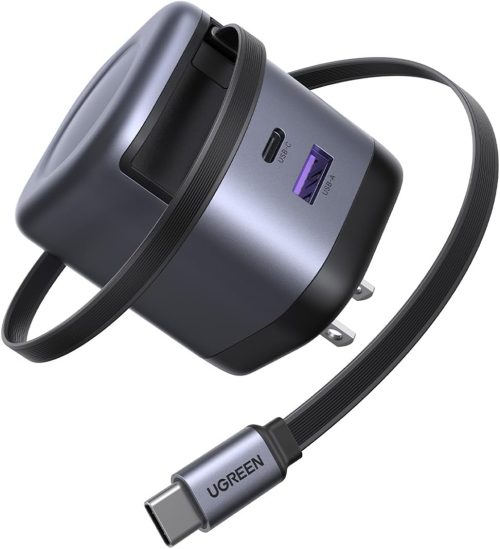 UGREEN Nexode 巻き取り式 USB-Cケーブル内蔵 充電器 65W