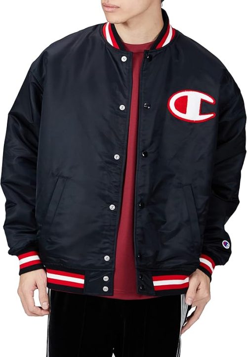 チャンピオン(Champion) ACTION STYLE/アクションスタイル BASEBALL JACKET/ビッグシルエット ナイロン ワッペン レディース メンズ スタジャン