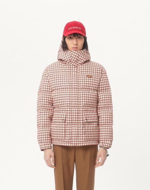 ヴァレンティノ(VALENTINO) Vロゴパッチ ナイロン フード付きダウンジャケット