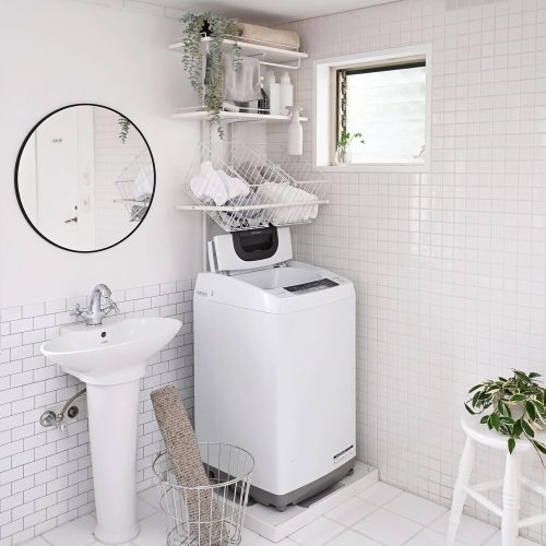 山善(YAMAZEN) 突っ張りランドリーラック バスケット付き RTLR-6040B