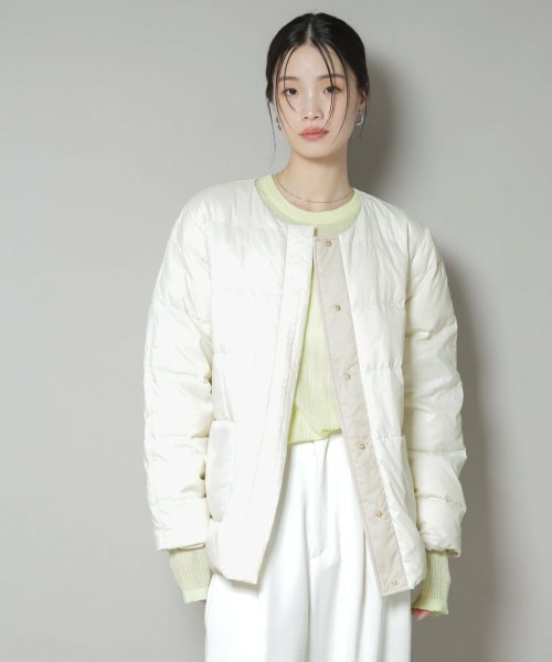 ナノ・ユニバース(NANO universe) 撥水加工 ライトダウン リバーシブル ノーカラージャケット