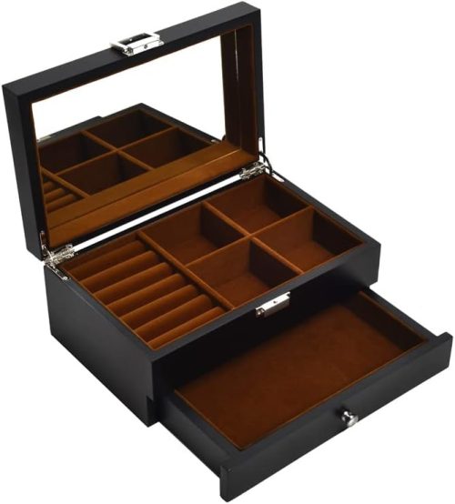 Baskiss 上品木製2層ジュエリー収納ボックス