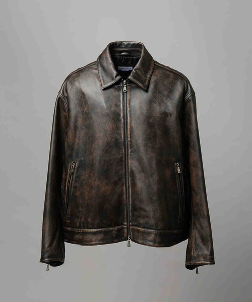 メゾンスペシャル(MAISON SPECIAL) Sheep Leather Single Riders Collared Jacket