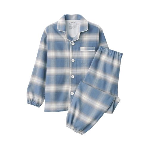 無印良品 キッズ 脇に縫い目のない フランネル 長袖パジャマ