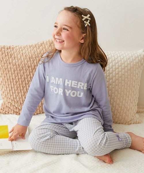 デビロック(devirock) 綿100％ ガールズ くしゅっと裾リボン 長袖パジャマ