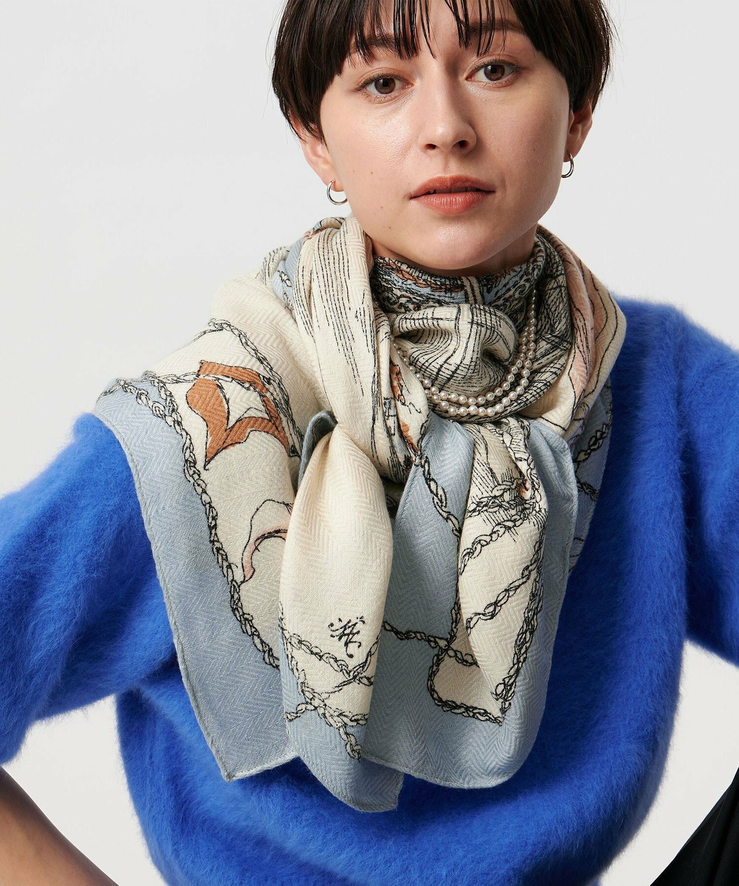 エルメス HERMES ストール(ショール) - コットン イエロー×白 マフラー