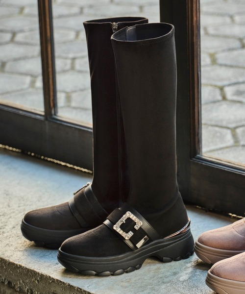 プラスダイアナ(+diana) 軽量 厚底ストレッチロングブーツ IF6459