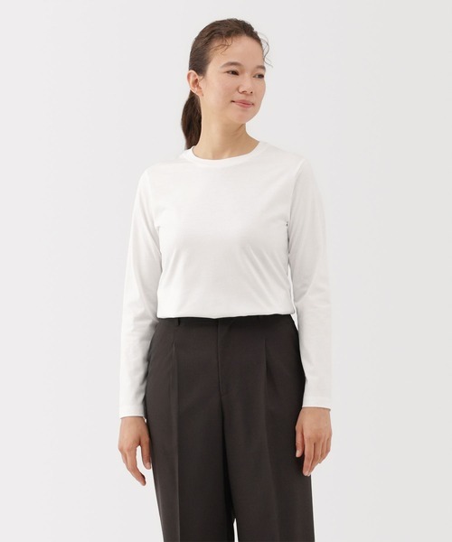 無印良品 婦人 天竺編みクルーネック長袖Tシャツ