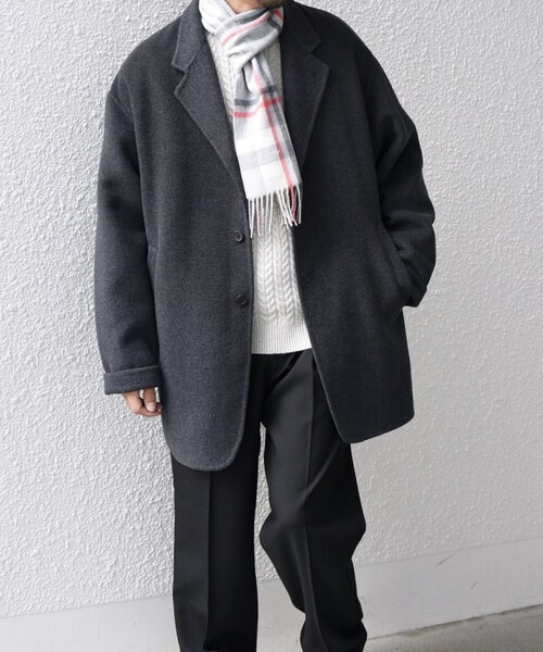 シップス エニィ(SHIPS any) リバー メルトン オーバーサイズ ジャケット コート チェスターコート