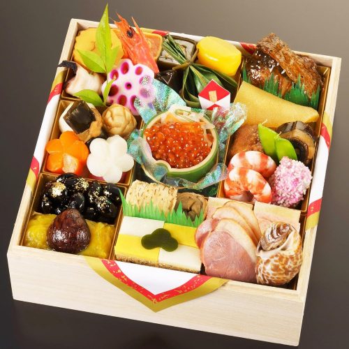 美食サークル 京都の料亭 濱登久 一段重 若紫の花
