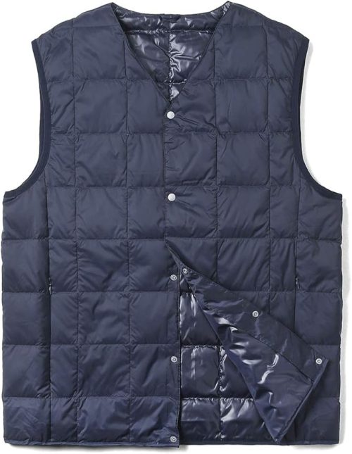 タイオン(TAION) ベーシック Vネックボタン インナーダウンベスト 定番無地