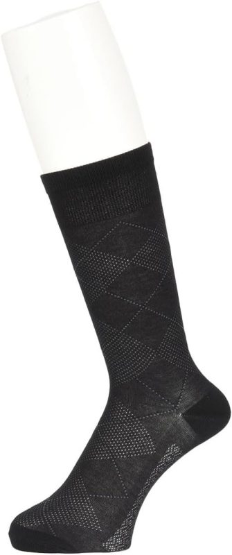 フクスケ 靴下 冷感 アーガイル柄 クルー丈 消臭抗菌防臭
