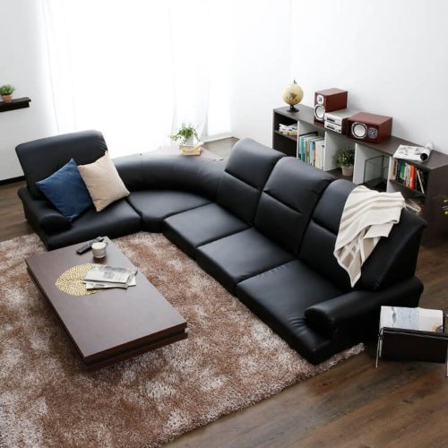 ロウヤ(LOWYA) 3人掛け アレンジ自由 コーナーローソファー こたつでも使える 背面可動テーブル搭載