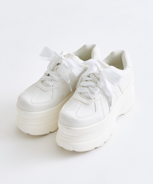 オリーブデオリーブ(OLIVE des OLIVE) サテンリボン厚底スニーカー