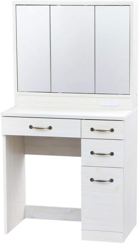 アイリスオーヤマ(IRIS OHYAMA) 三面鏡ドレッサーデスク 収納付き