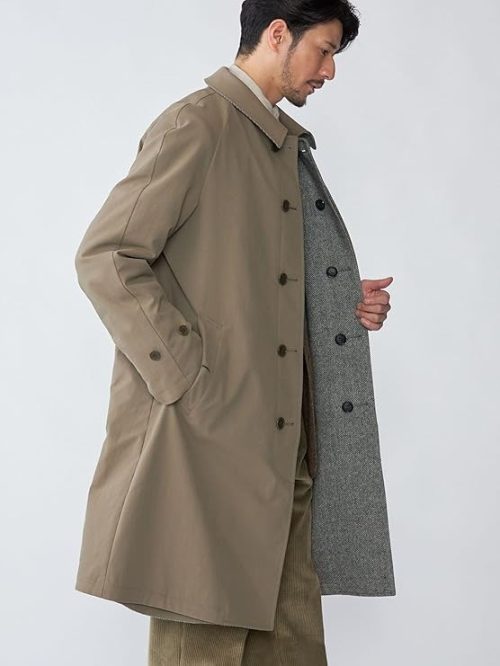 シップス(SHIPS) ヘリンボーンツイード リバーシブル ステンカラー コート