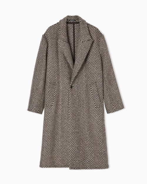 エンポリオ・アルマーニ(EMPORIO ARMANI) シングルブレストコート ウールツイード シェブロン