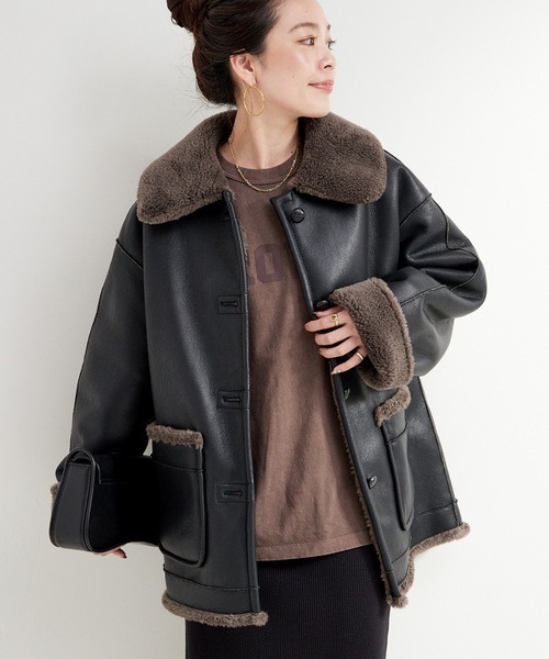 ベーセーストック(B.C STOCK) リバーシブルムートンライクコート