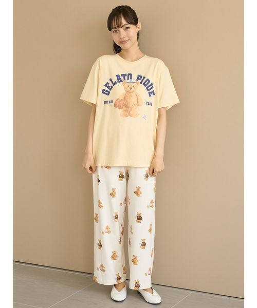 ジェラートピケ(gelato pique) スポーティーベアワンポイントTシャツ&総柄ロングパンツセット