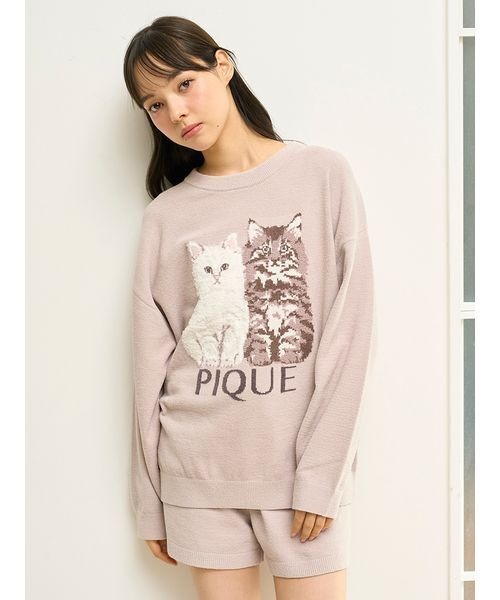 ジェラートピケ(gelato pique) ツインズキャットジャガードプルオーバー