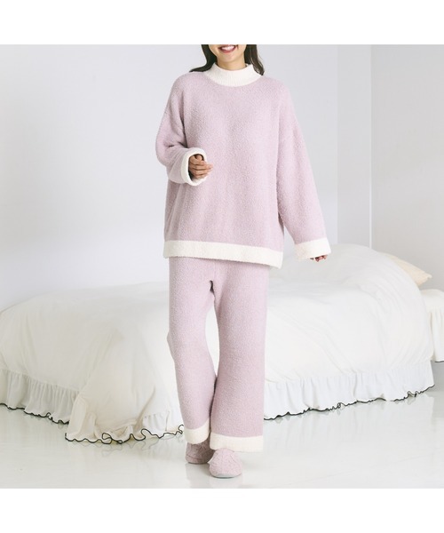 フランフラン(Francfranc) ウエストウォーマー付き もちもちニットパジャマ ライトピンク