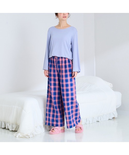 フランフラン(Francfranc) チェックパターン ルームウエア ブルー