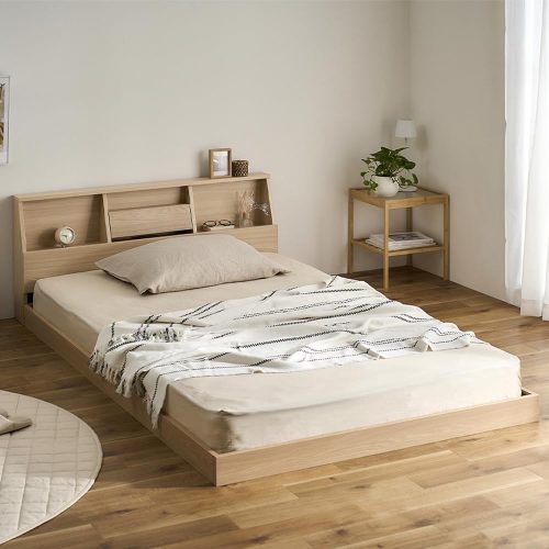 アイリスオーヤマ(IRIS OHYAMA) 棚付きセミダブルベッド ロータイプ FBF-SD