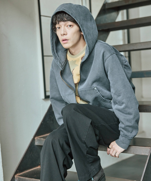 ジャーナルスタンダード(JOURNAL STANDARD) ラウンド スリーブ アシッド ジップ パーカー