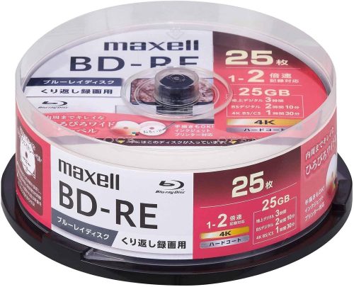 マクセル(maxell) 録画用 ブルーレイディスク BD-RE 1～2倍速記録対応 25枚入り BEV25WPG.25SP