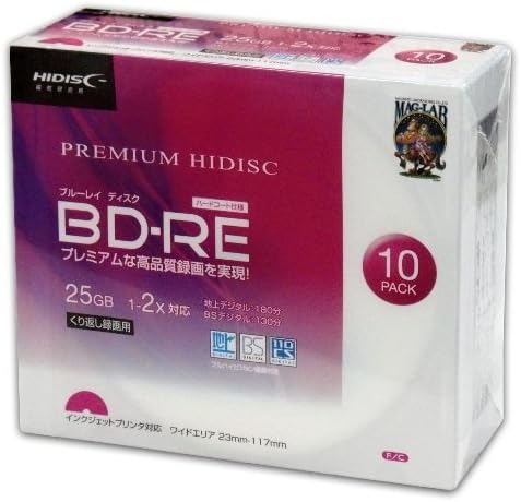 HIDISC BD-RE PREMIUM HIDISC くり返し録画 2倍速 25GB 10枚 HDVBE25NP10SC
