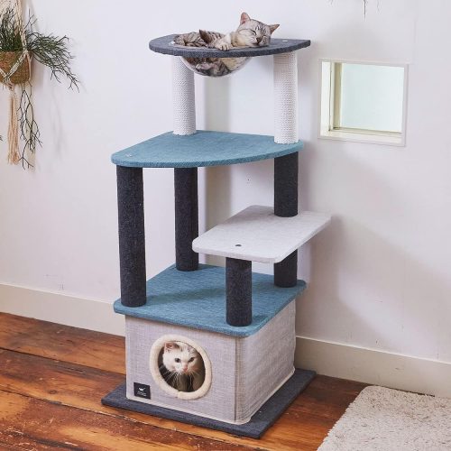 ペティオ(Petio) 猫用タワー necoco キャットリビングタワー クリアボウル＆ハウスタイプ