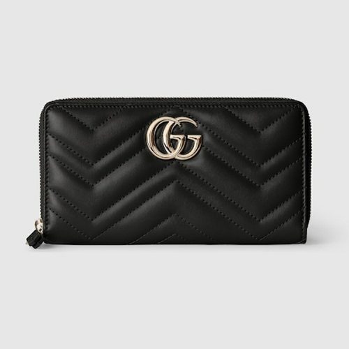 グッチ(GUCCI) ダブルG ジップアラウンドウォレット ・ブラック レザー