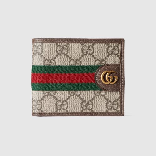 グッチ(GUCCI) オフィディア 二つ折り ウォレット ・ベージュ＆ダークブラウン ファブリック